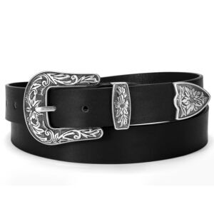 2578 Fashion Leather Belts For Women, Womens Black Belt With Vintage